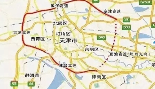 天津市环城高速是由多条高速围合成的一条高速公路环线.