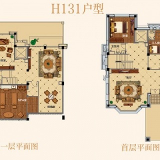 别墅H131底层、一层户型