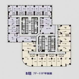 永和龙子湖中央广场B塔7-11层平面图