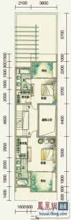 三期联排别墅A户型二层平面图
