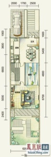 三期联排别墅C户型一层平面图