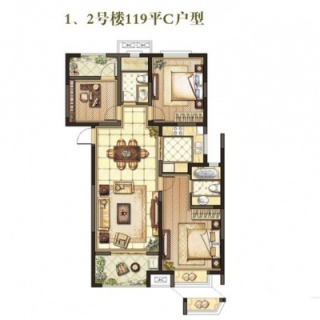 119平米 3室1、2#楼-C户型