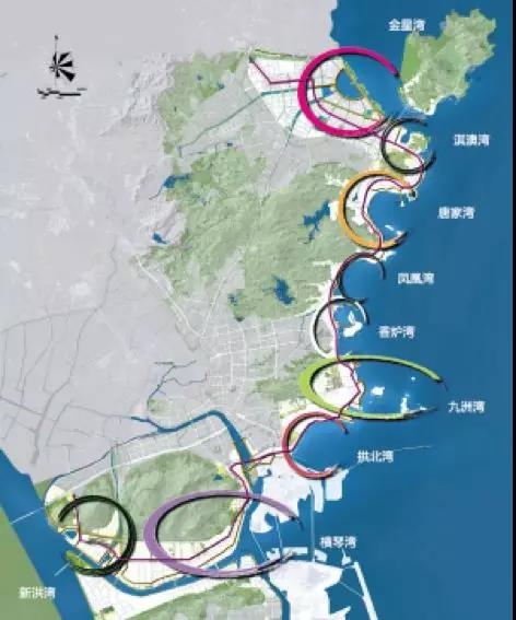 借鉴新加坡,波士顿等国际宜居城市的经验,珠海规划形成"一带九湾"一