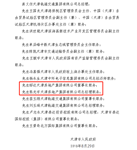天津房地产惊雷!天房集团董事长、总经理双双