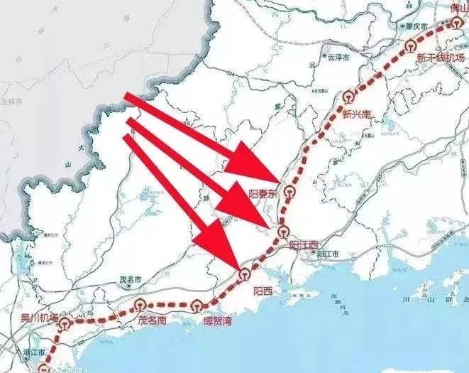 广湛高铁将在阳江有3个站 分别在阳春,江城,阳西   广州至湛江客运