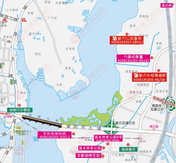 (瑶湖东岸项目总览 图片来源:凤凰网房产2019南昌楼市地图)