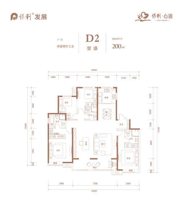 保利心语d2堃语,保利心语4室2厅3卫 200㎡户型图,朝向-太原凤凰网房产