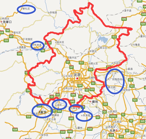 北京周边城市地图图片