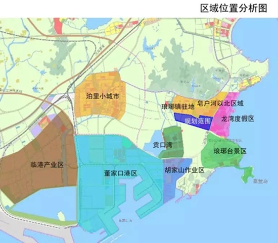 《董家口港城东部区域(南片区)控制性详细规划》功能定位:与产业区南