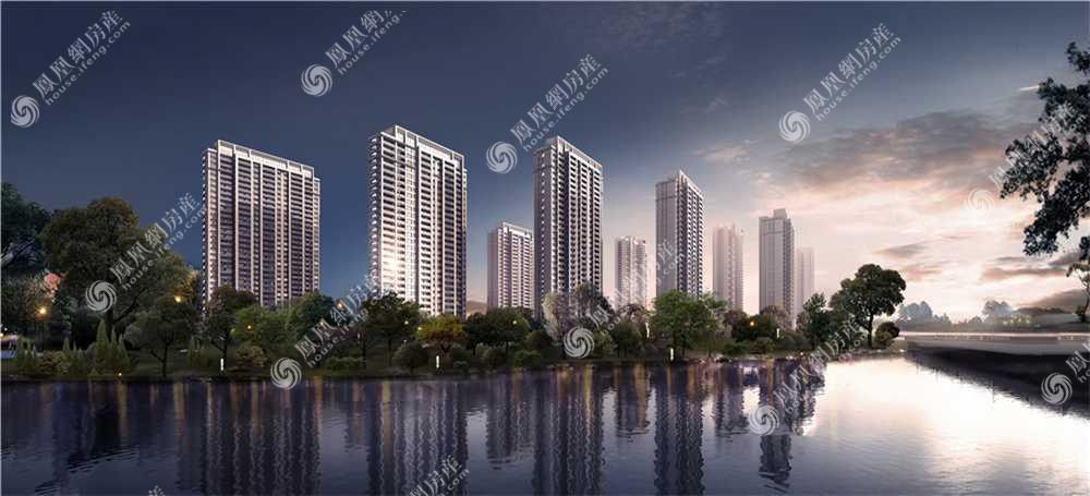 湖景鸟瞰效果图