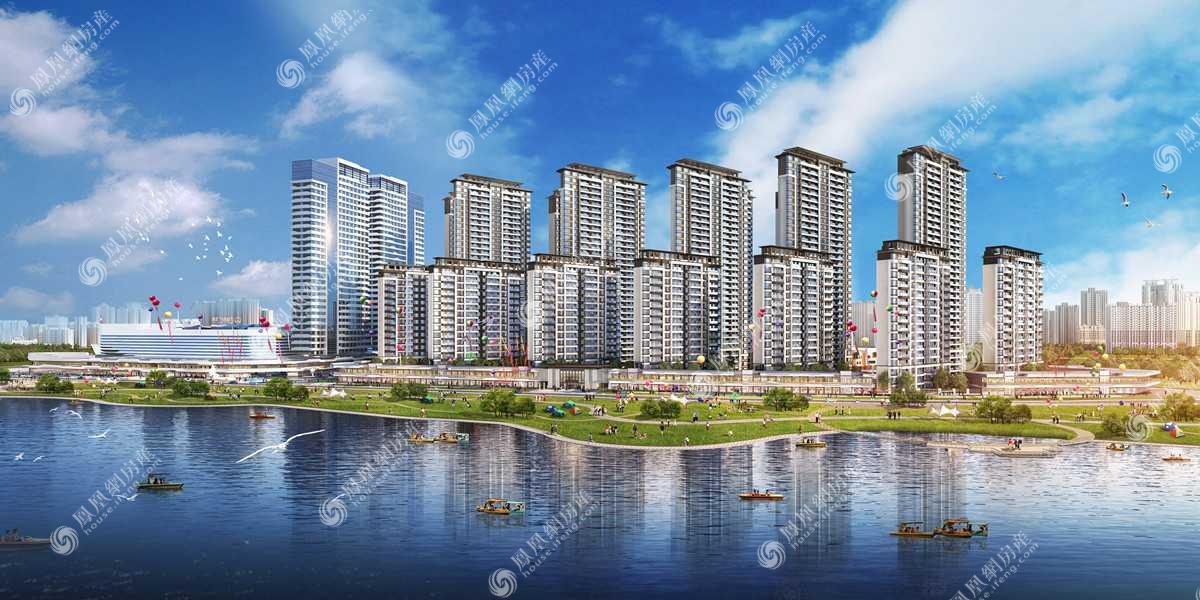 珠晖酃湖万达广场沿湖半鸟瞰效果图